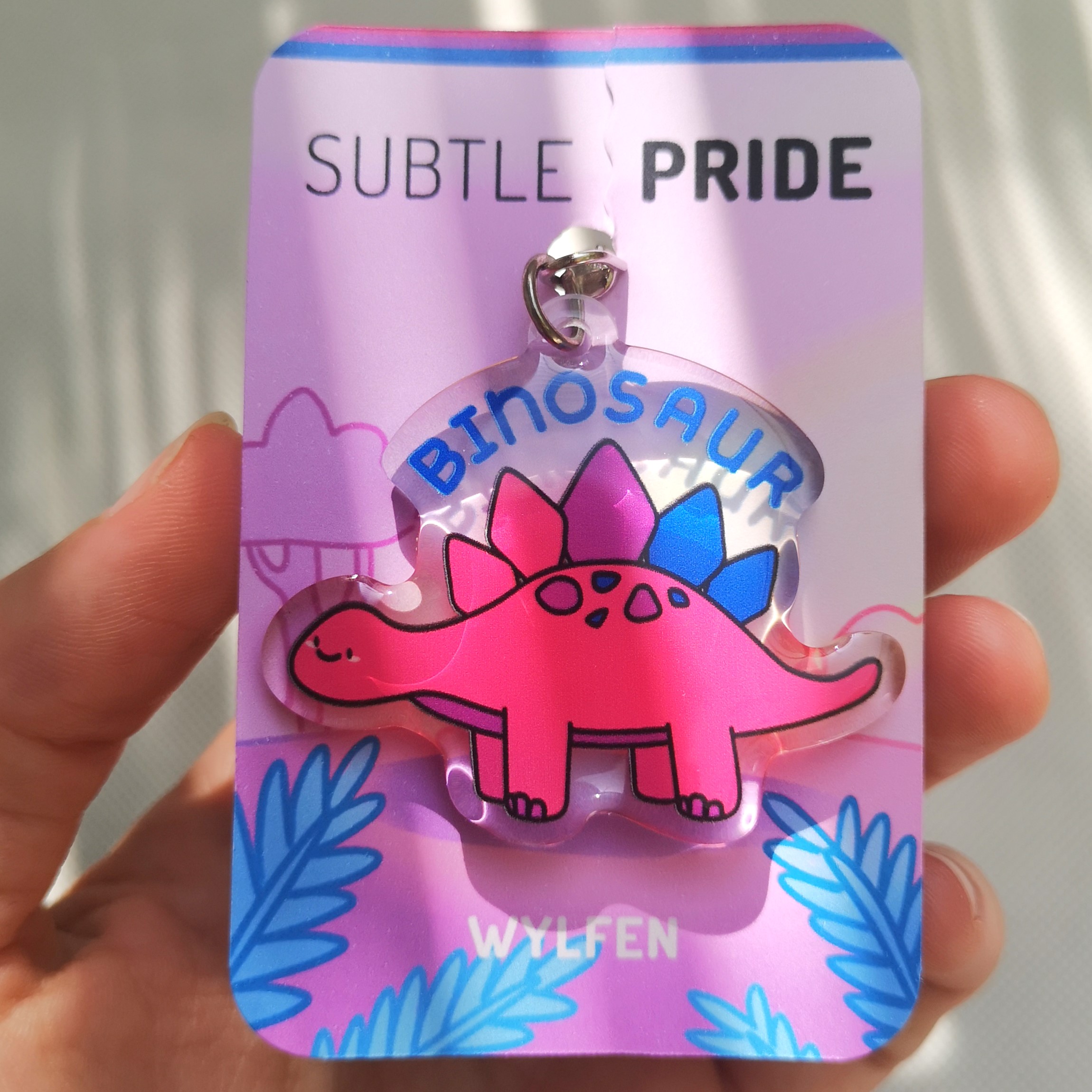 Pride Pun Acrylic Charm saying Binosaur