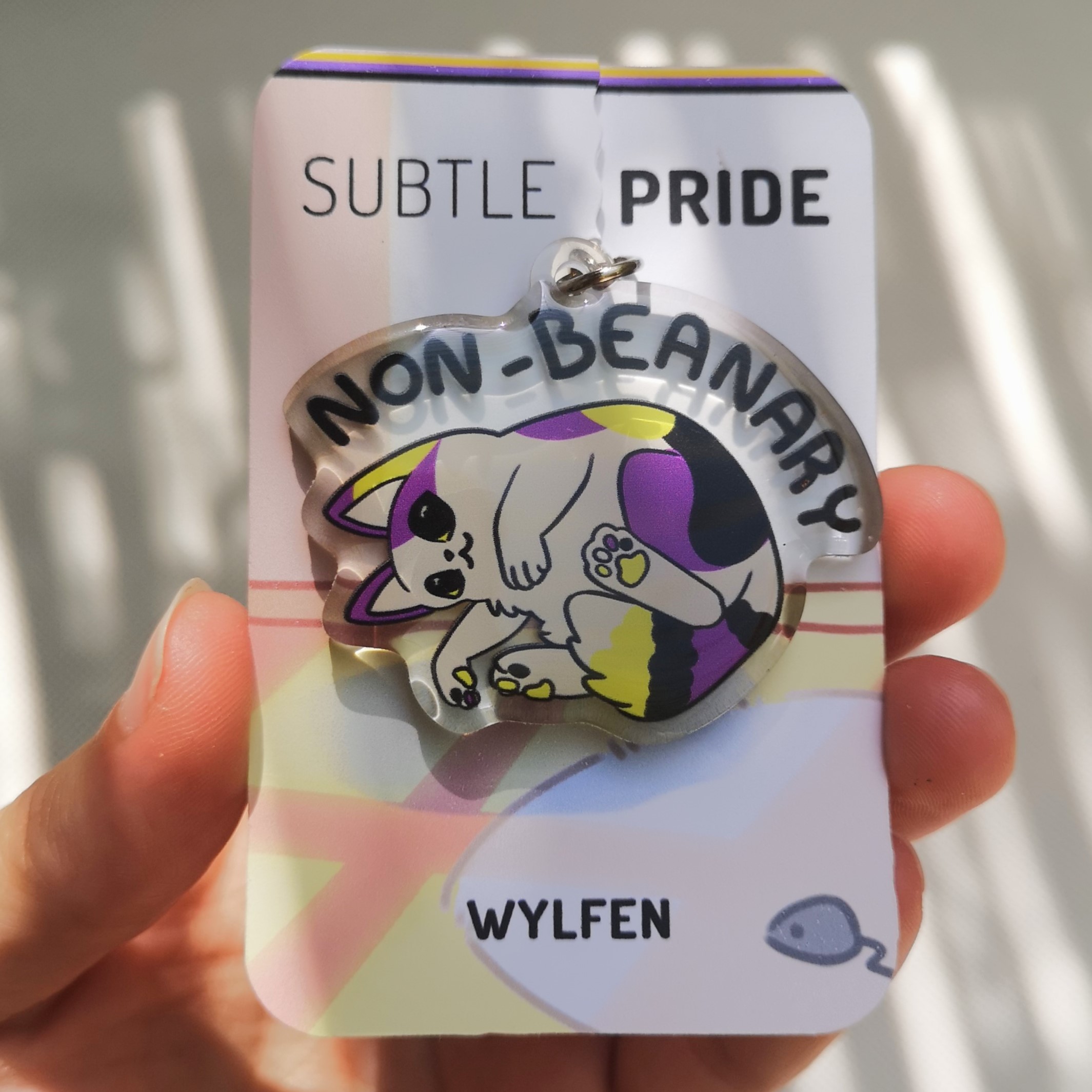 Pride Pun Acrylic Charm saying Non-Beanary