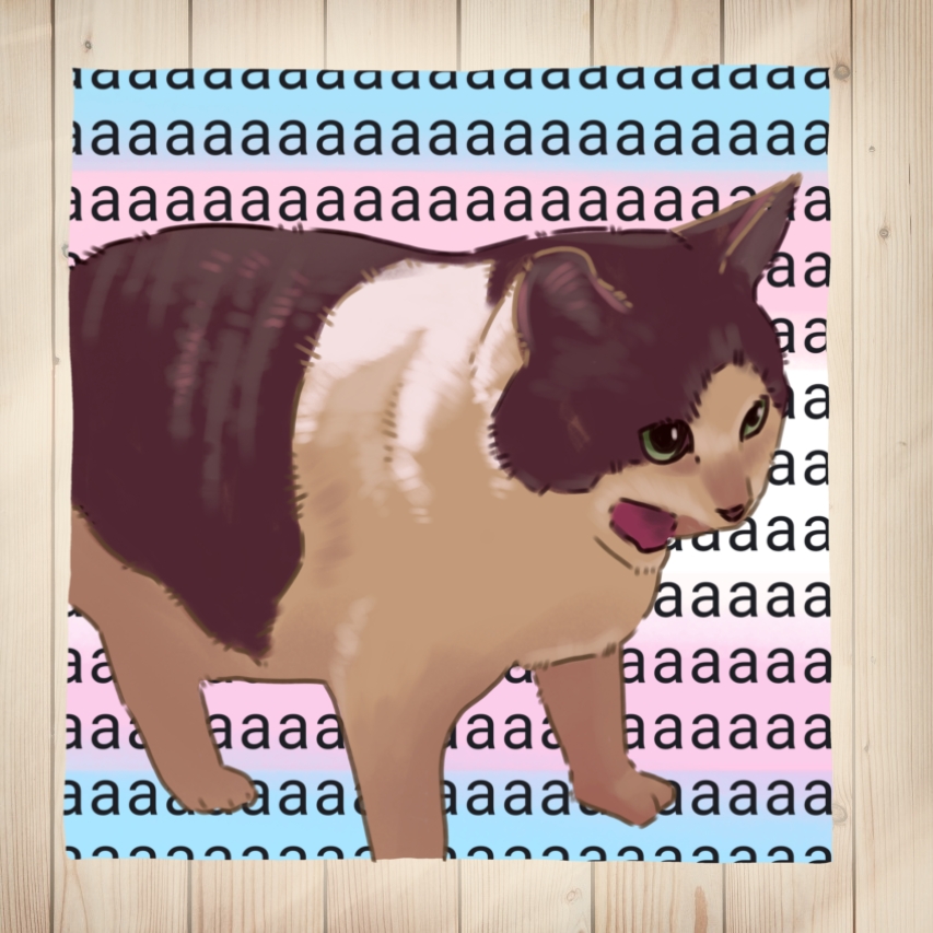 Funny Sticker of Screaming Cat Meme with Trans Flag