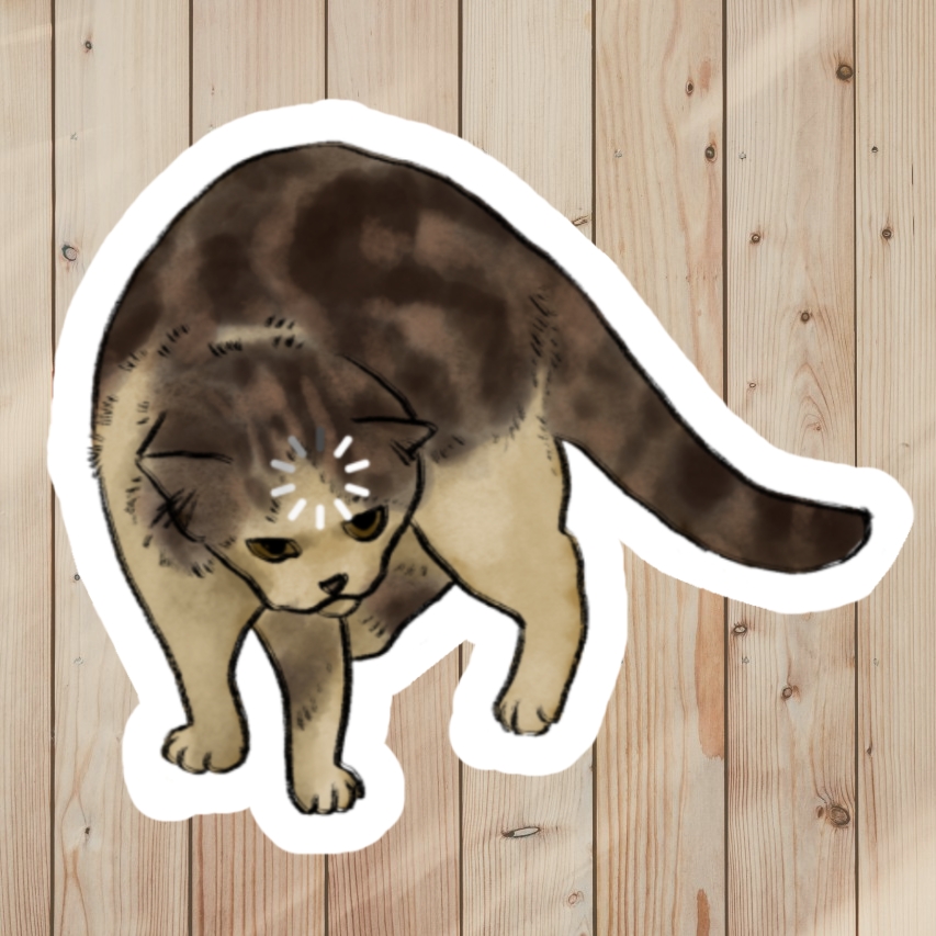 Funny Sticker of Confused Cat Meme with Buffering Icon on its head