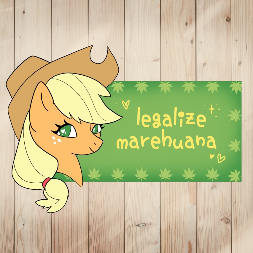 My Little Pony Sticker of Applejack saying Legalize Marehuana