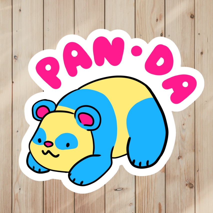 Cute Pride Pun Sticker of a pansexual panda