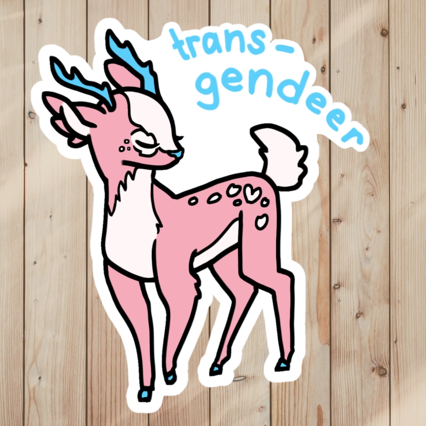 Cute Pride Pun Sticker of transgender deer