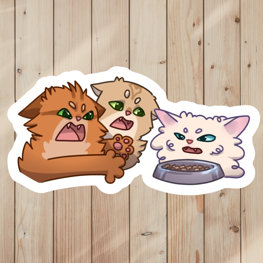 Funny Warrior Cats Meme Sticker of Fireheart, Sandstorm and Cloudpaw